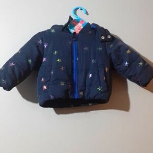 Stella McCartney Kids Navy Textured Jacket Quilted Zip Up  Stars Design 3M